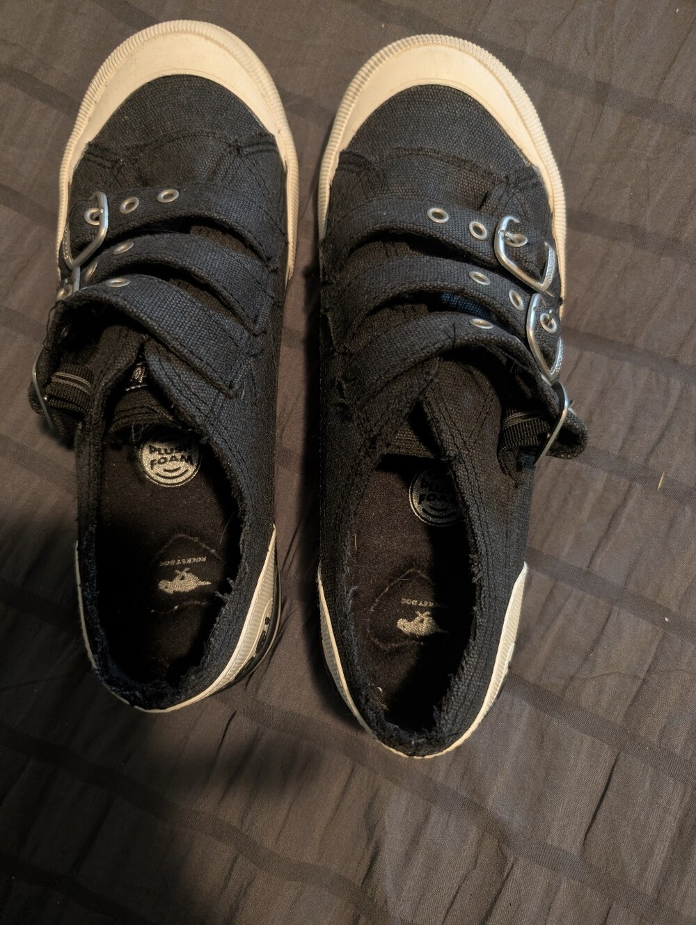 Rocket Dog Black Canvas Buckle Sneakers with White Toe - Picture 3 of 6